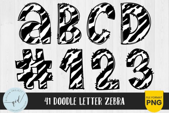 41 Zebra Doodle Letters and Numbers: A Playful Graphic Design Asset for Creative Sellers