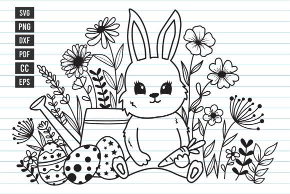 Bunny Rabbit Easter Bunny Flower SVG V.3: A Versatile Graphic Design Asset for Print Templates and Branding