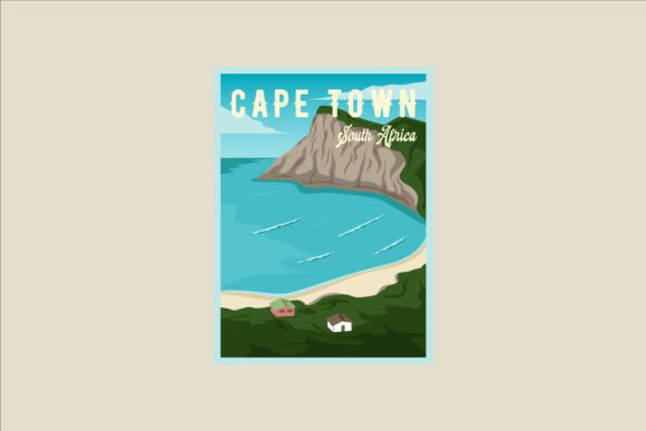 Cape Town Beach Poster Vector Design