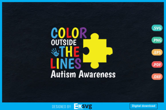 Color Outside the Lines Autism Awareness Graphics for Print Templates