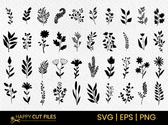 Flowers Botanical Silhouette SVG Bundle for Crafts and Graphics