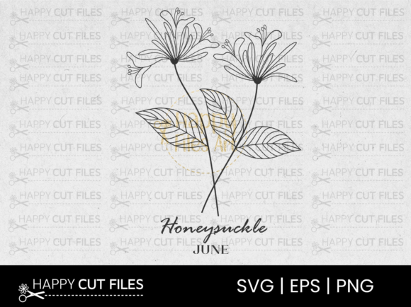 Honeysuckle Birth Flower Hand Drawn Svg for Crafts and Graphics