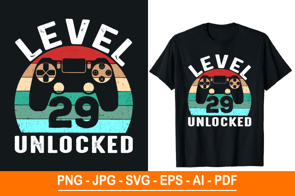 Level 29 Unlocked T-Shirt Design: A Graphic for Print Templates and Merch