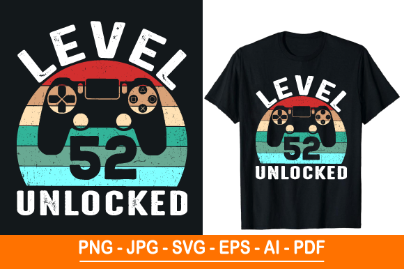 Level 52 Unlocked: A Bold Graphic Design Asset for Print Templates and Content Publishing
