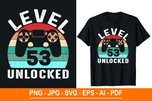 Level 53 Unlocked: A Bold Graphic for Print Templates and Merchandise