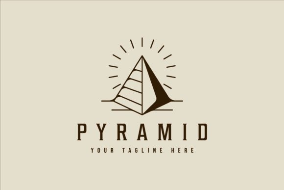Pyramid Line Art Vintage Vector Design: A Timeless Graphic Asset for Logos and Marketing