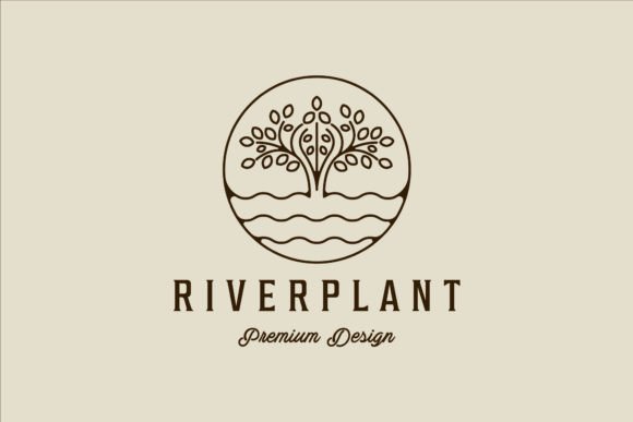 River Plant Nature Logo Line Art Vector for Graphics and Logos