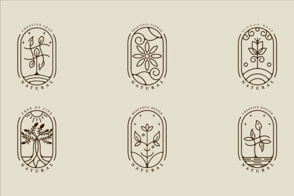 Set of Leaf Ecology Logo Line Art Simple: A Must-Have Graphic Design Asset for Content Creators