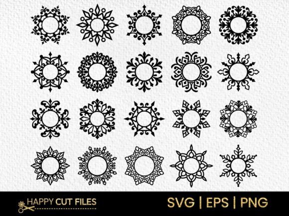 Snowflake Circle Monogram Svg Bundle: Graphics & Crafts
