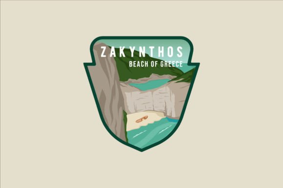 Zakynthos Beach Emblem Vector Design: Graphics & Logos for Digital Sellers