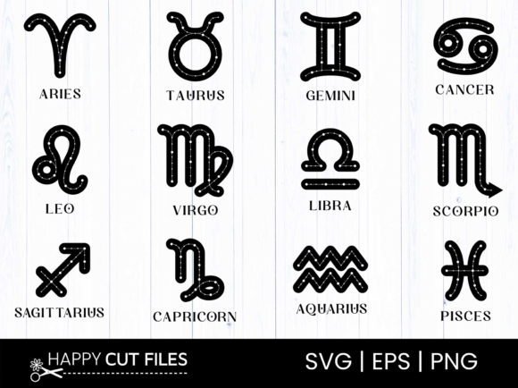 Zodiac Signs Astrology Horoscope SVG for Crafts and Graphics Projects