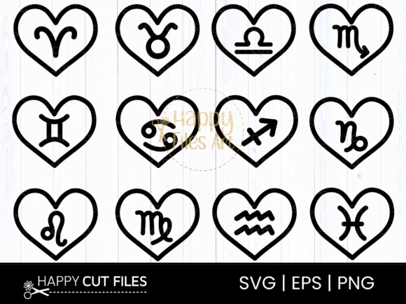 Zodiac Signs Heart Celestial SVG Graphics for Modern Branding